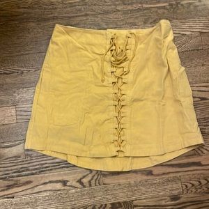 Free People mustard corset front mini skirt